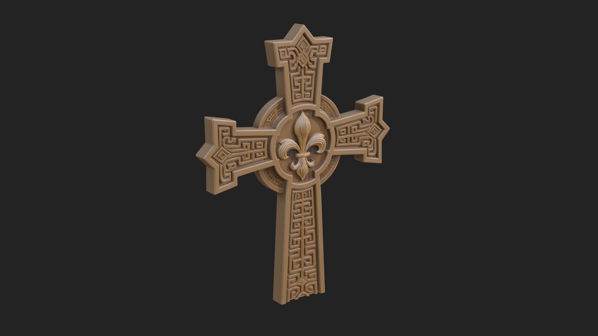 Carved Relief Wall Cross Design 168 3D Print Model 3D Model