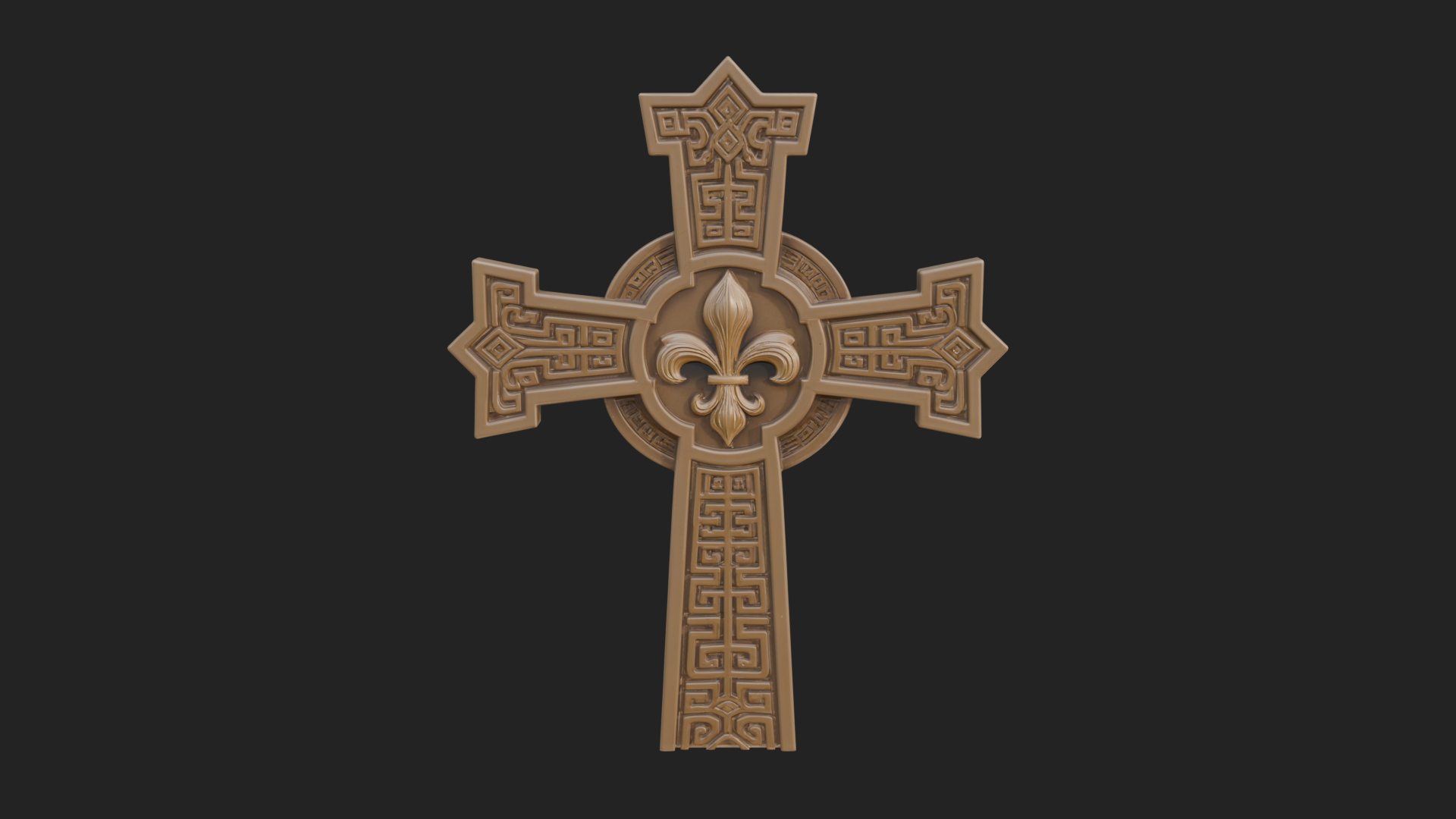 Carved Relief Wall Cross Design 168 3D Print Model 3D Model