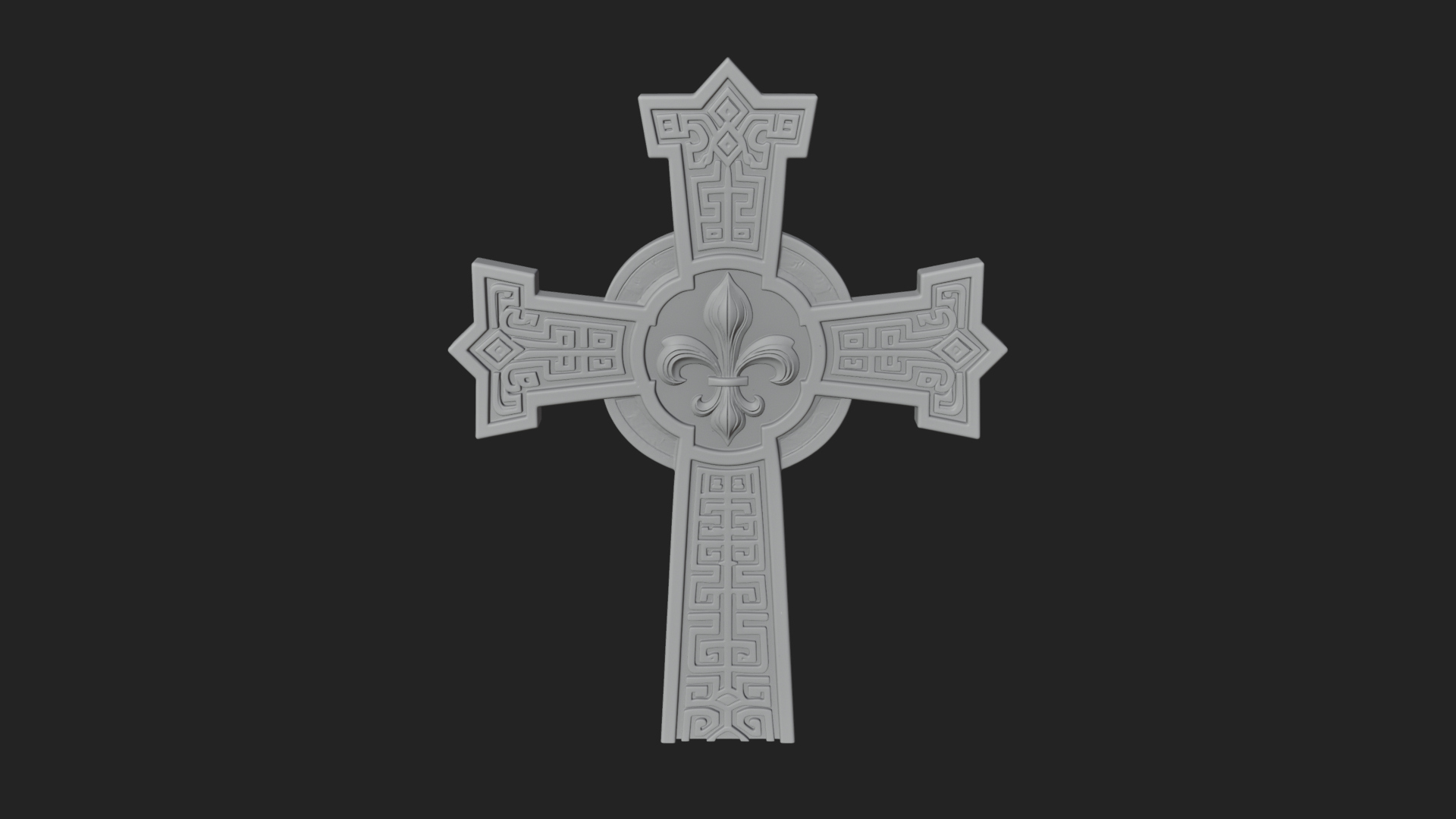 Carved Relief Wall Cross Design 168 3D Print Model 3D Model