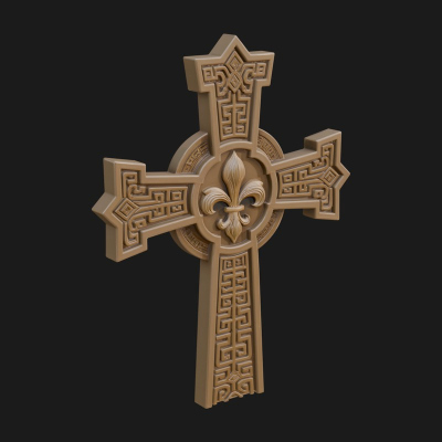 Carved Relief Wall Cross Design 168 3D Print Model