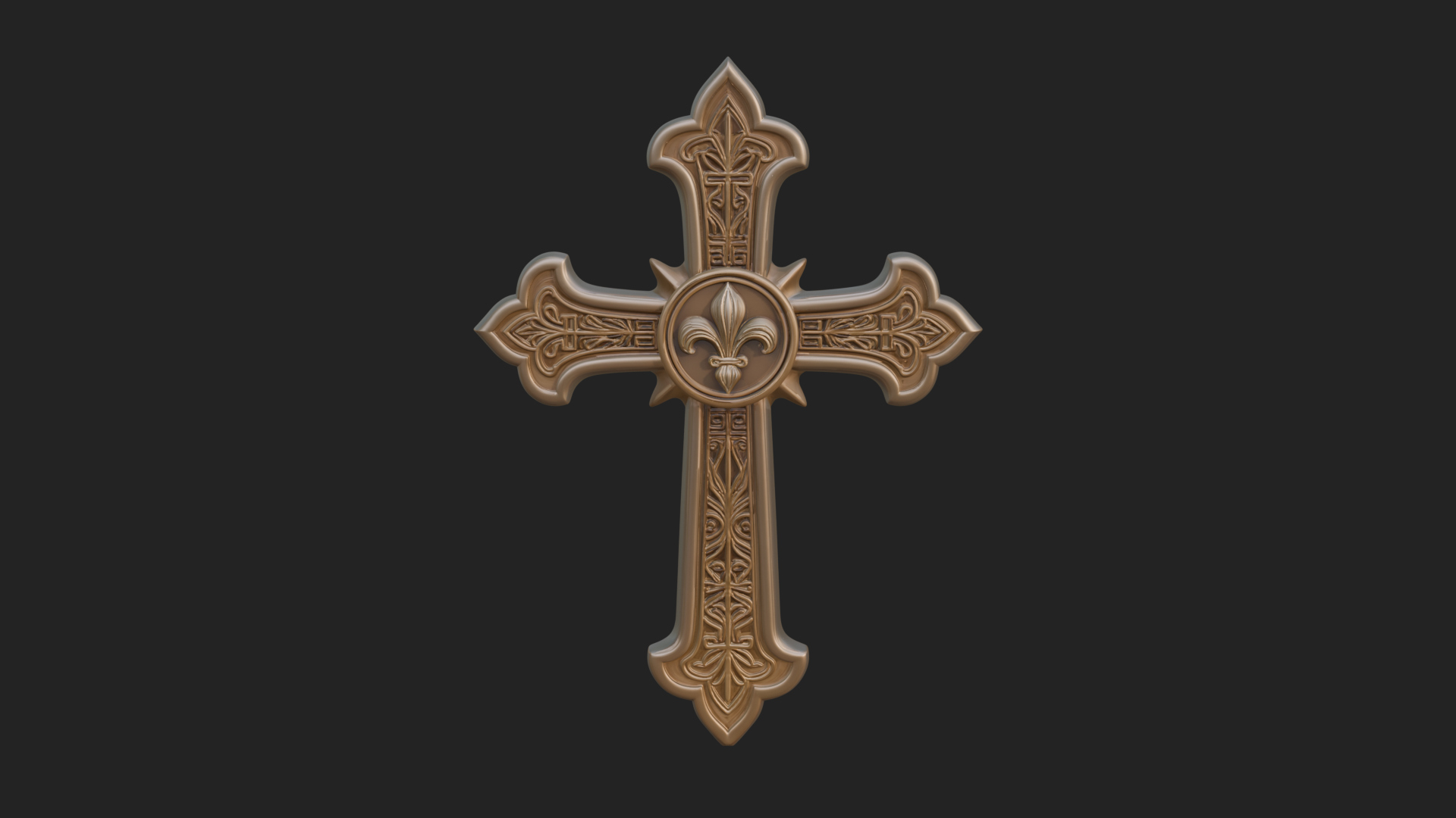 Carved Relief Wall Cross Design 169 3D Print Model 3D Model