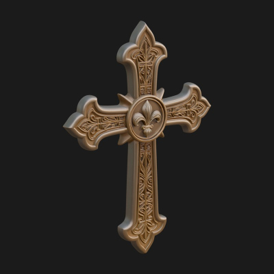 Carved Relief Wall Cross Design 169 3D Print Model