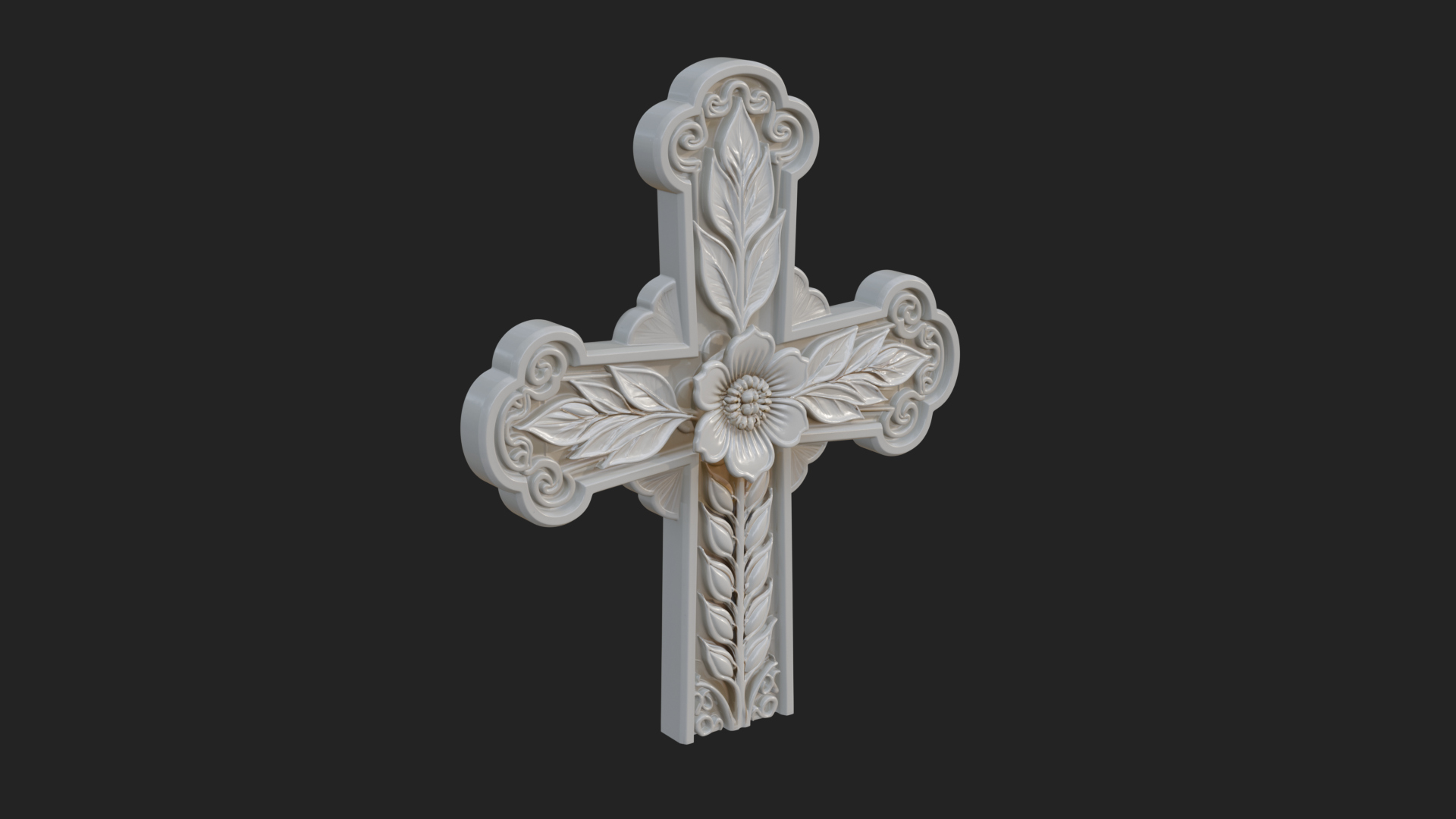 Carved Relief Wall Cross Design 17 3D Print Model 3D Model