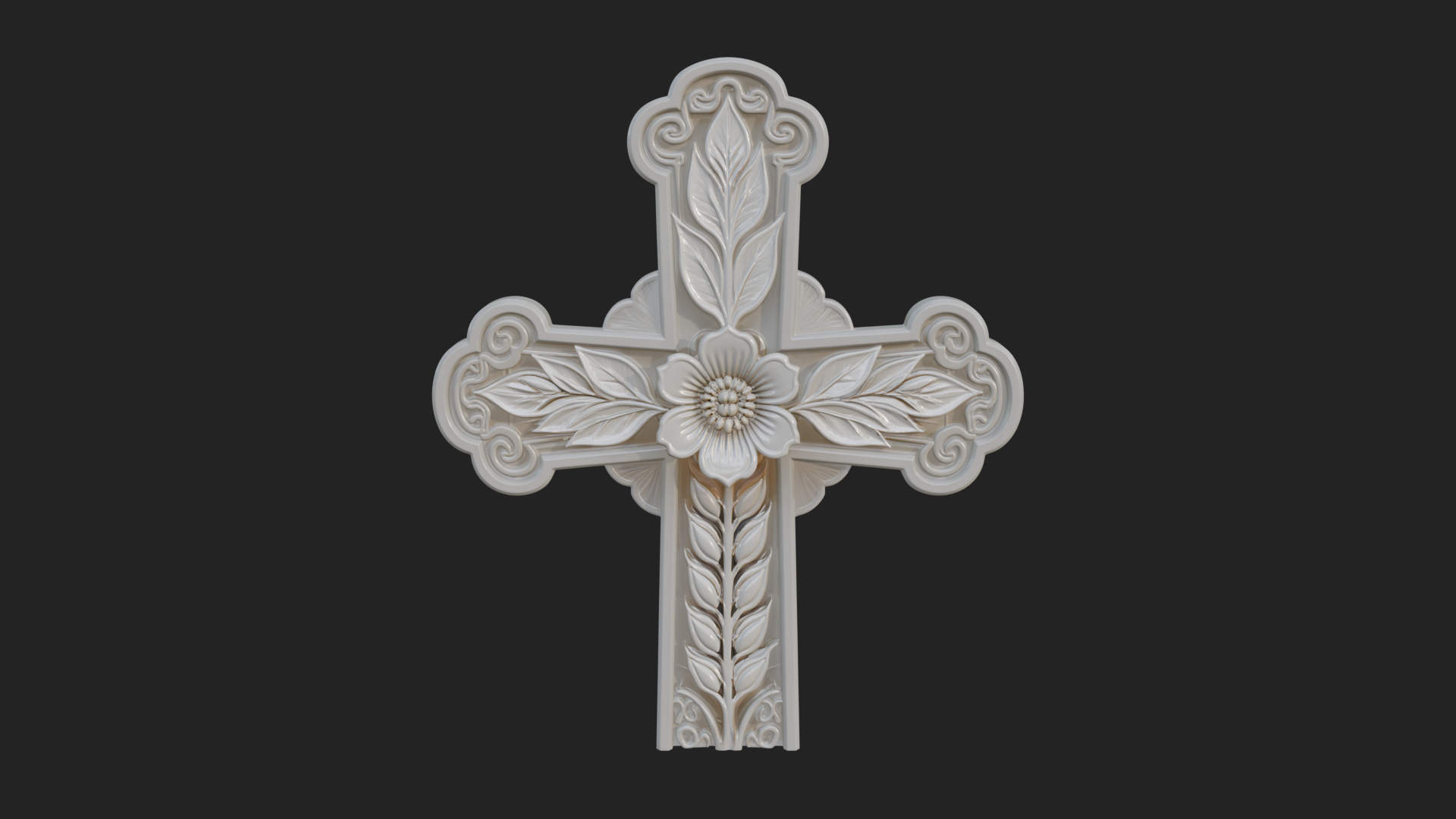Carved Relief Wall Cross Design 17 3D Print Model 3D Model