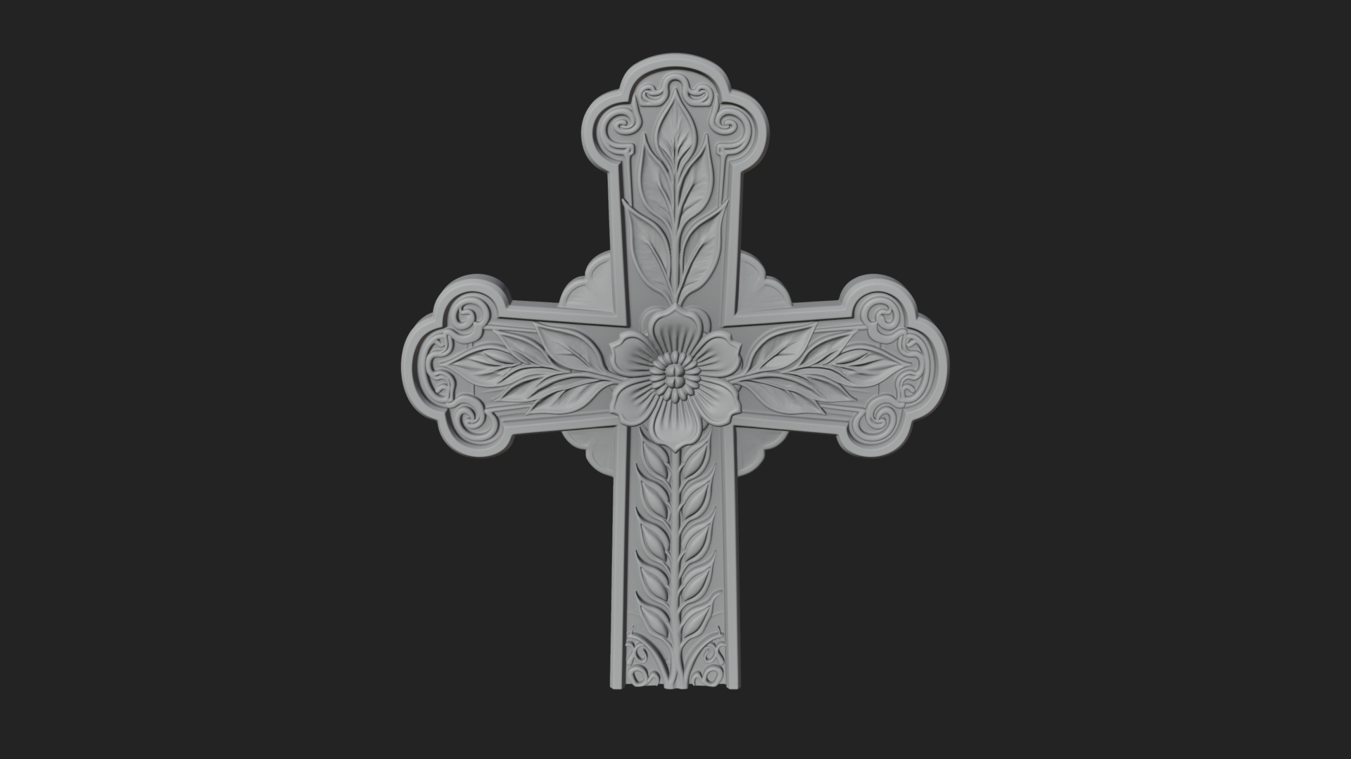 Carved Relief Wall Cross Design 17 3D Print Model 3D Model