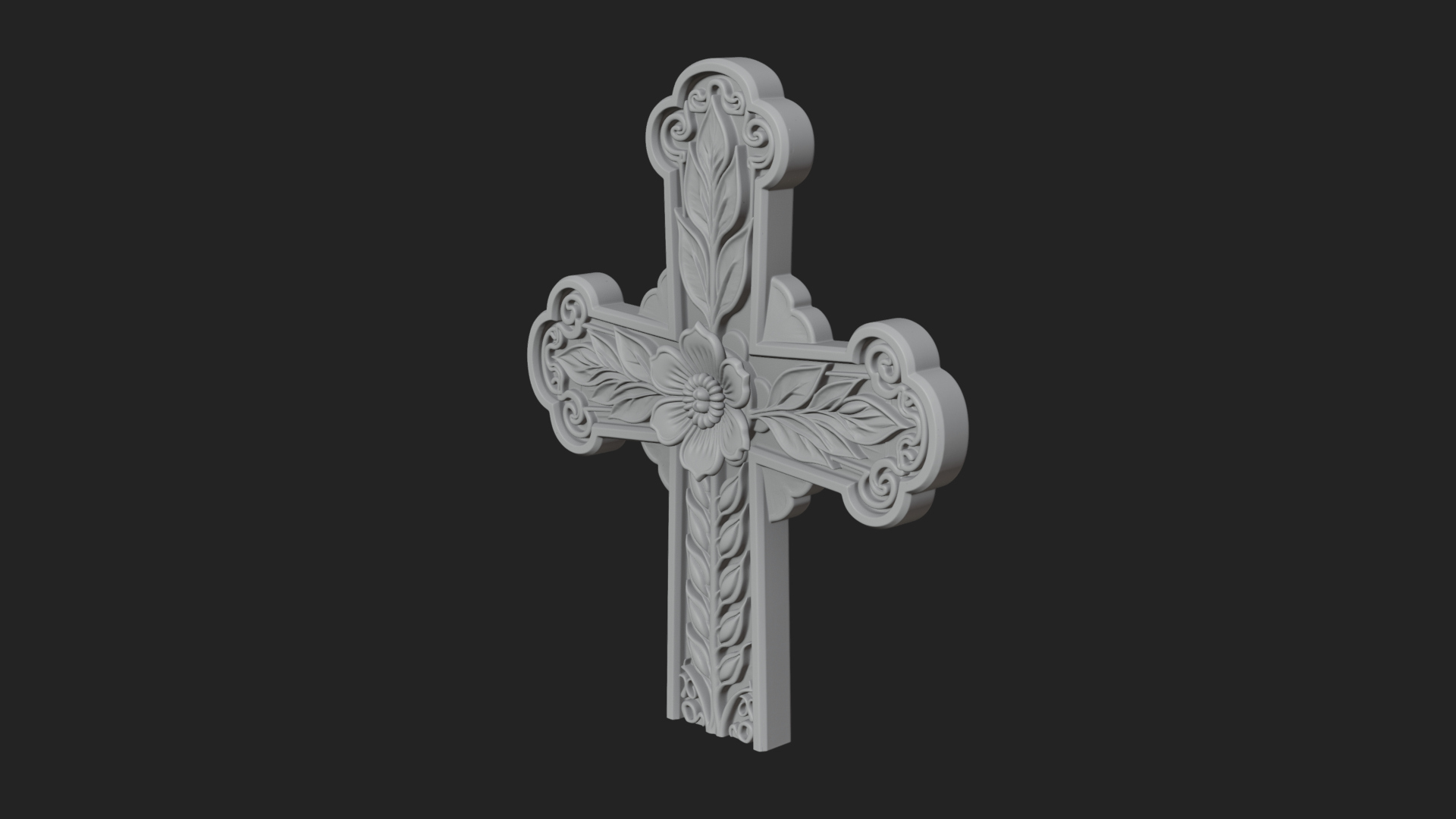 Carved Relief Wall Cross Design 17 3D Print Model 3D Model
