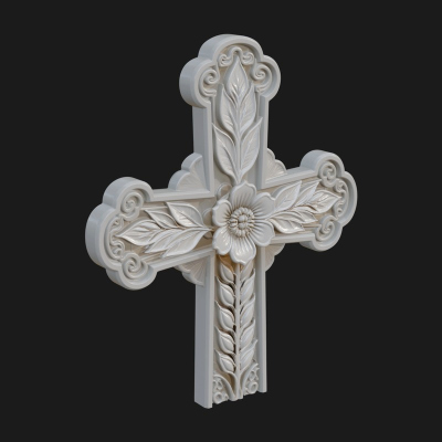 Carved Relief Wall Cross Design 17 3D Print Model