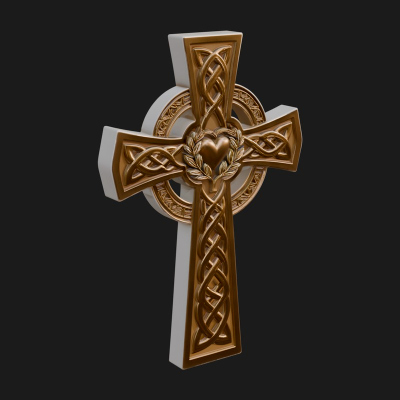 Carved Relief Wall Cross Design 177 3D Print Model