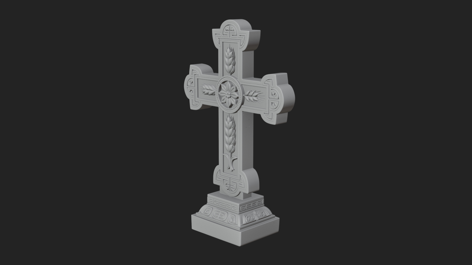 Carved Relief Wall Cross Design 18 3D Print Model 3D Model
