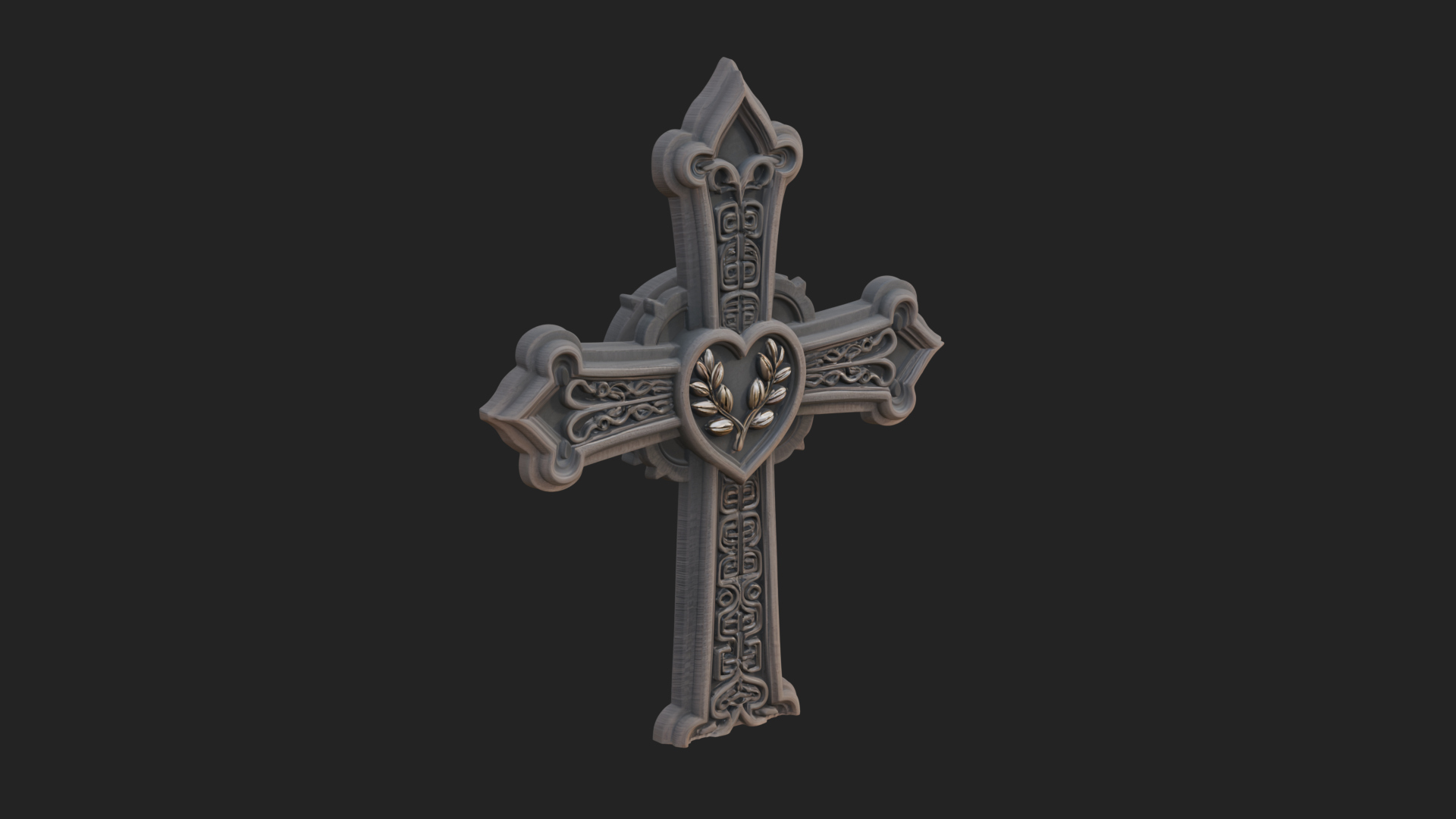 Carved Relief Wall Cross Design 183 3D Print Model 3D Model