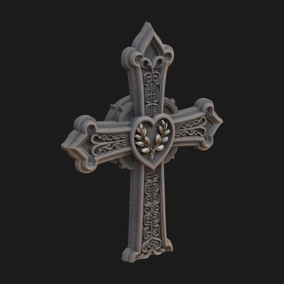 Carved Relief Wall Cross Design 183 3D Print Model