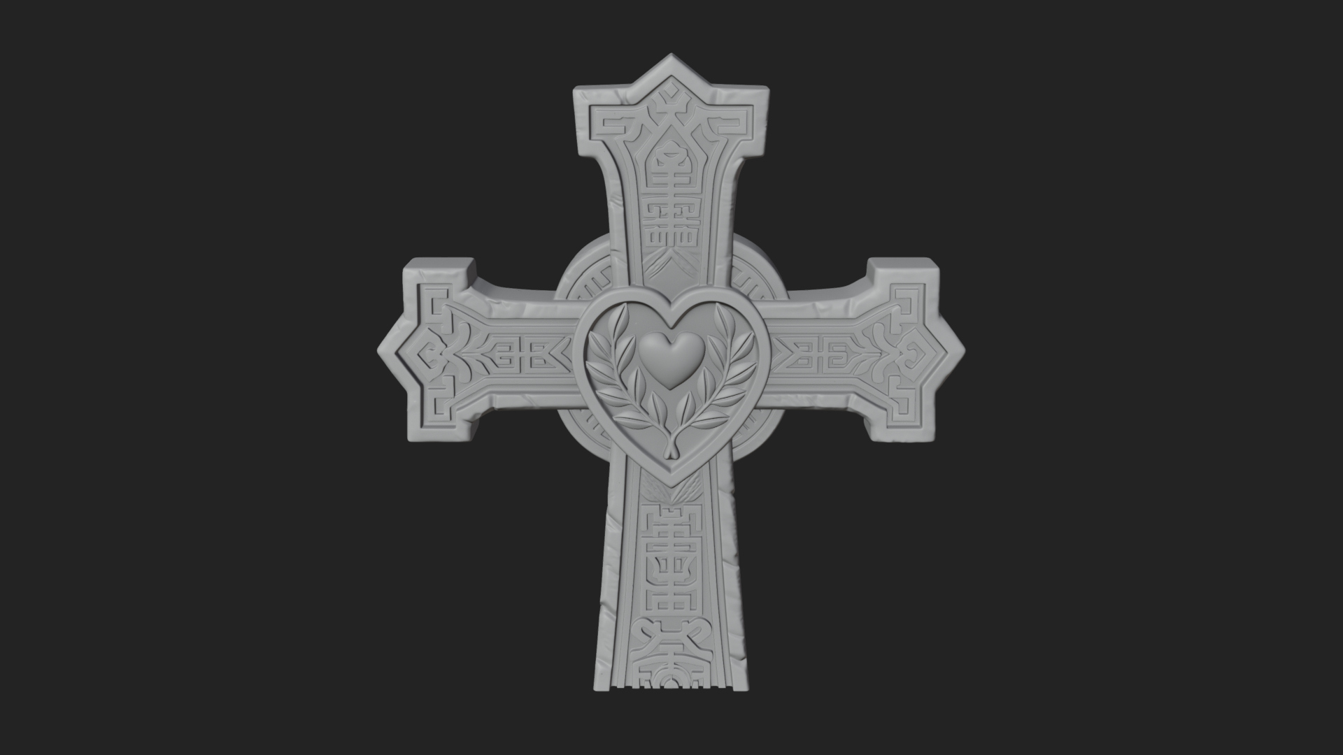 Carved Relief Wall Cross Design 184 3D Print Model 3D Model