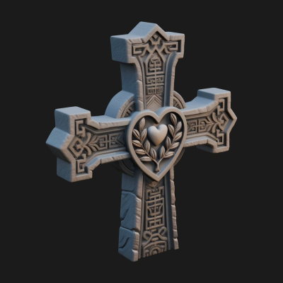 Carved Relief Wall Cross Design 184 3D Print Model