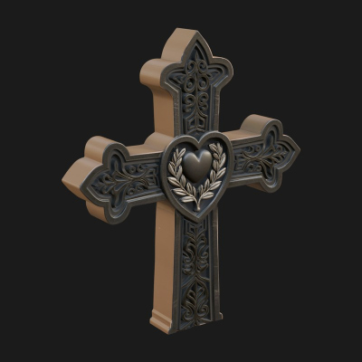 Carved Relief Wall Cross Design 186 3D Print Model