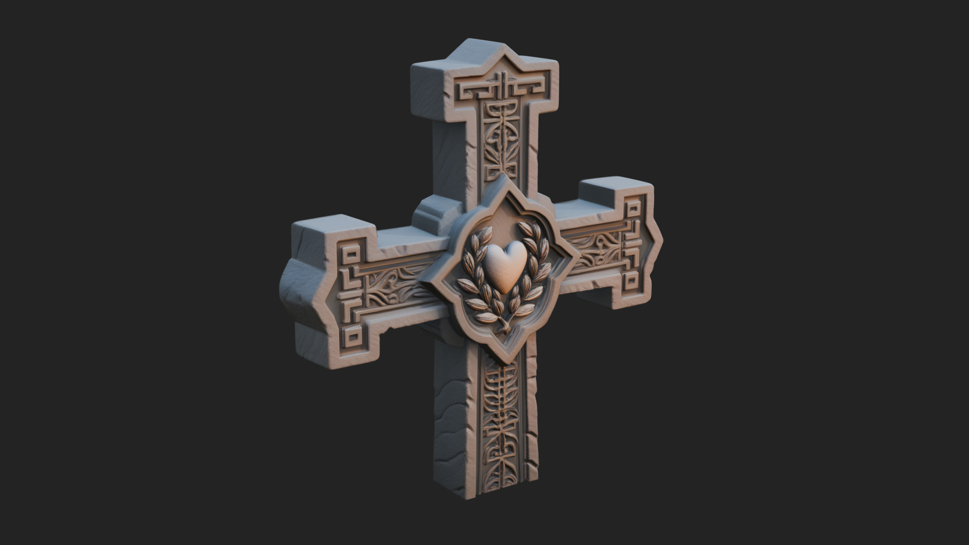 Carved Relief Wall Cross Design 187 3D Print Model 3D Model