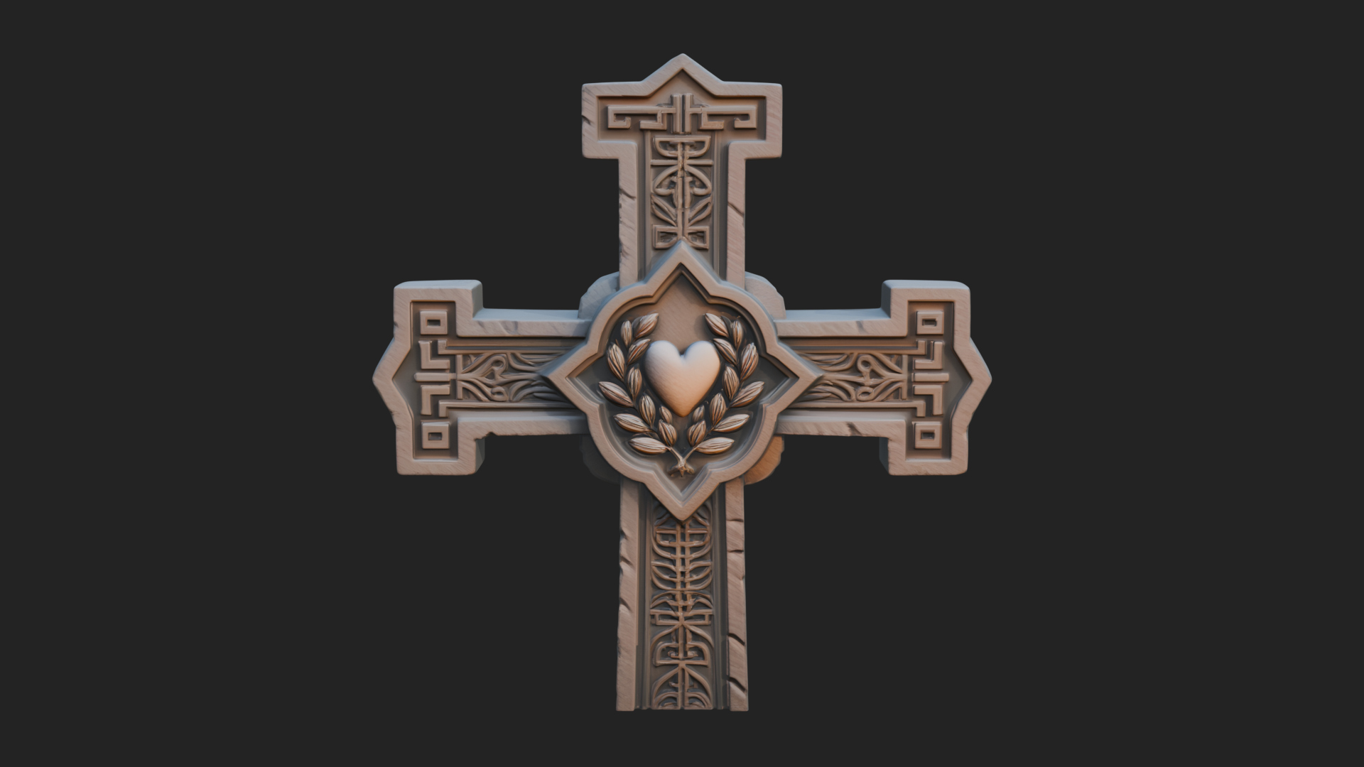 Carved Relief Wall Cross Design 187 3D Print Model 3D Model