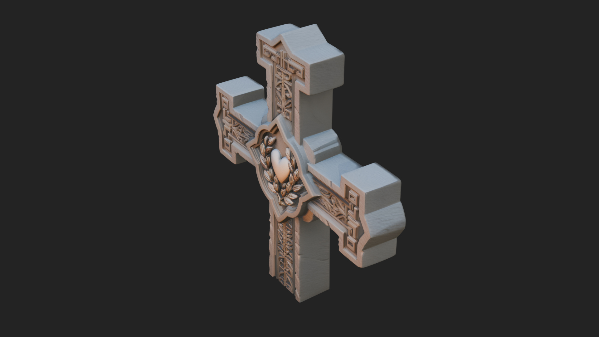 Carved Relief Wall Cross Design 187 3D Print Model 3D Model