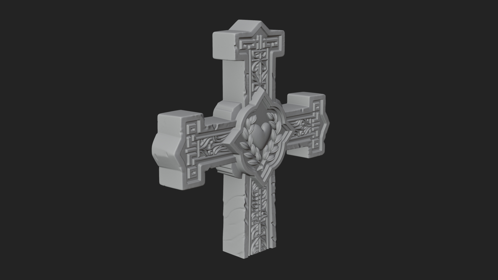 Carved Relief Wall Cross Design 187 3D Print Model 3D Model