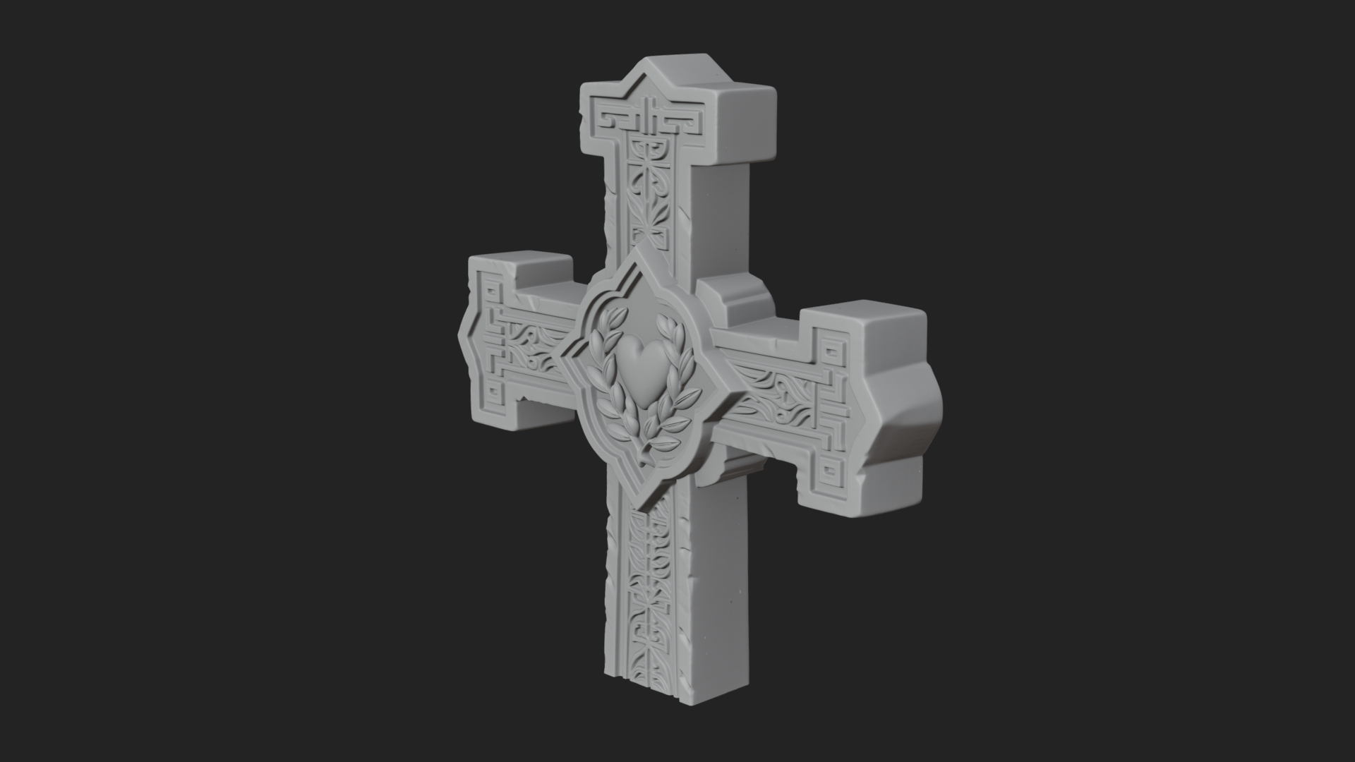 Carved Relief Wall Cross Design 187 3D Print Model 3D Model