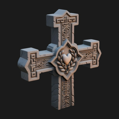 Carved Relief Wall Cross Design 187 3D Print Model