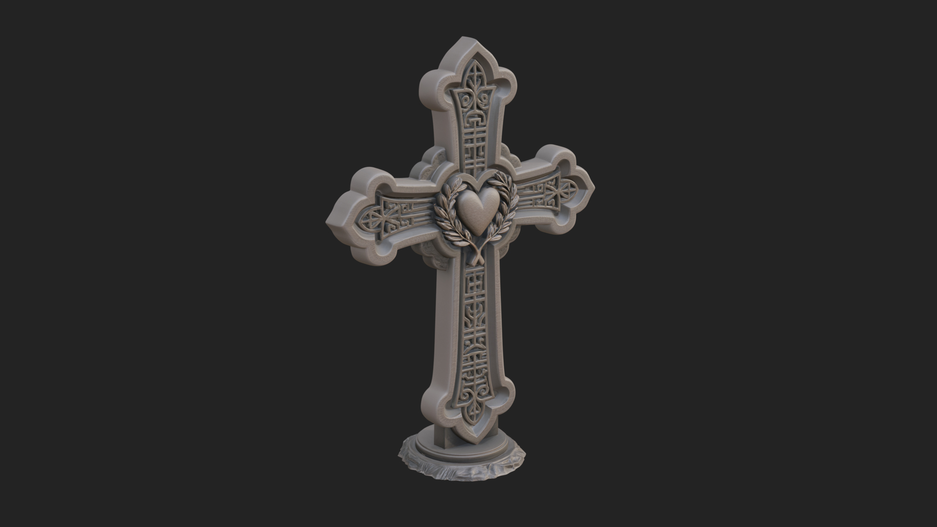 Carved Relief Wall Cross Design 190 3D Print Model 3D Model