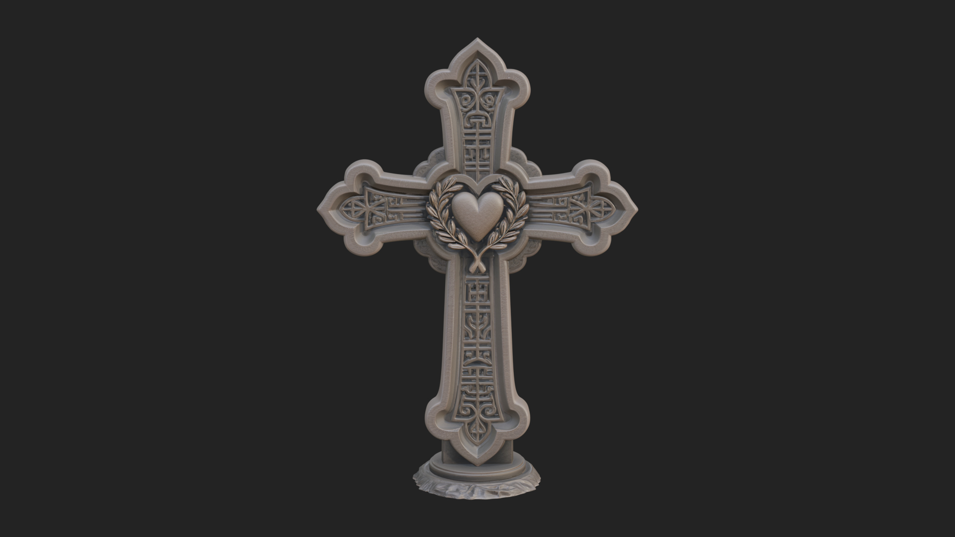 Carved Relief Wall Cross Design 190 3D Print Model 3D Model