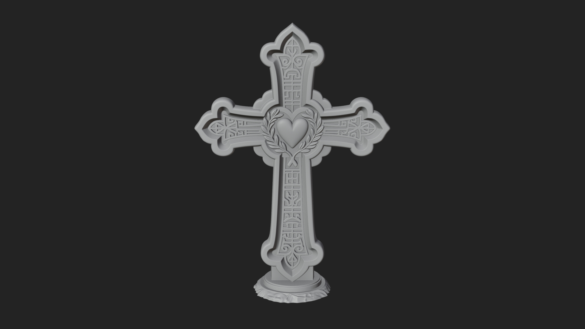 Carved Relief Wall Cross Design 190 3D Print Model 3D Model