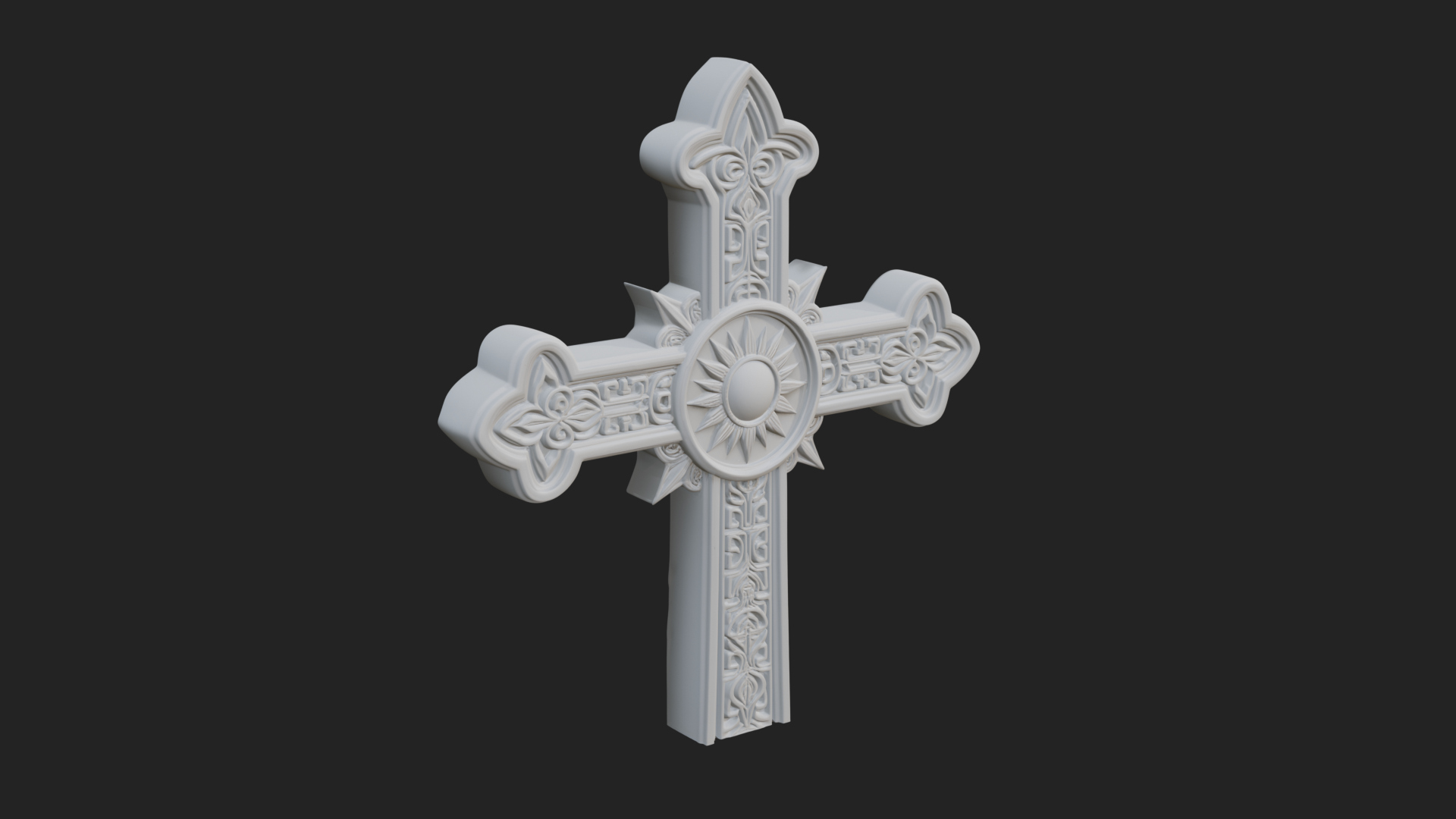 Carved Relief Wall Cross Design 191 3D Print Model 3D Model