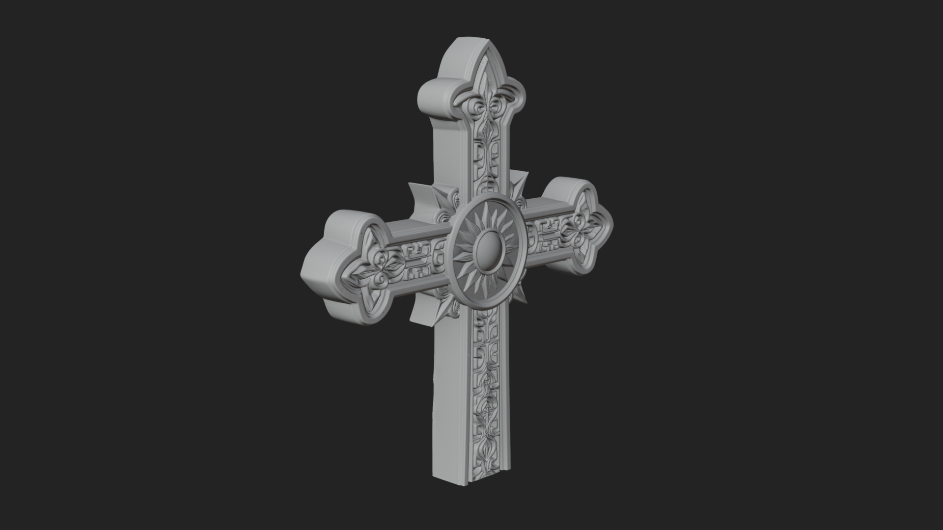 Carved Relief Wall Cross Design 191 3D Print Model 3D Model