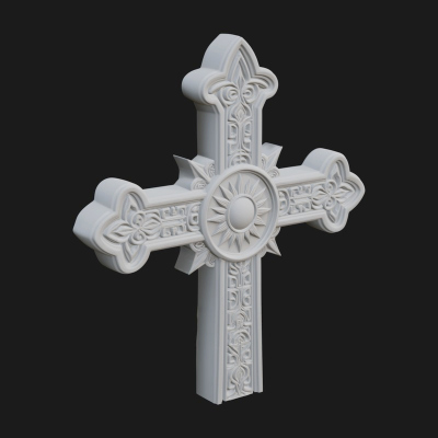 Carved Relief Wall Cross Design 191 3D Print Model