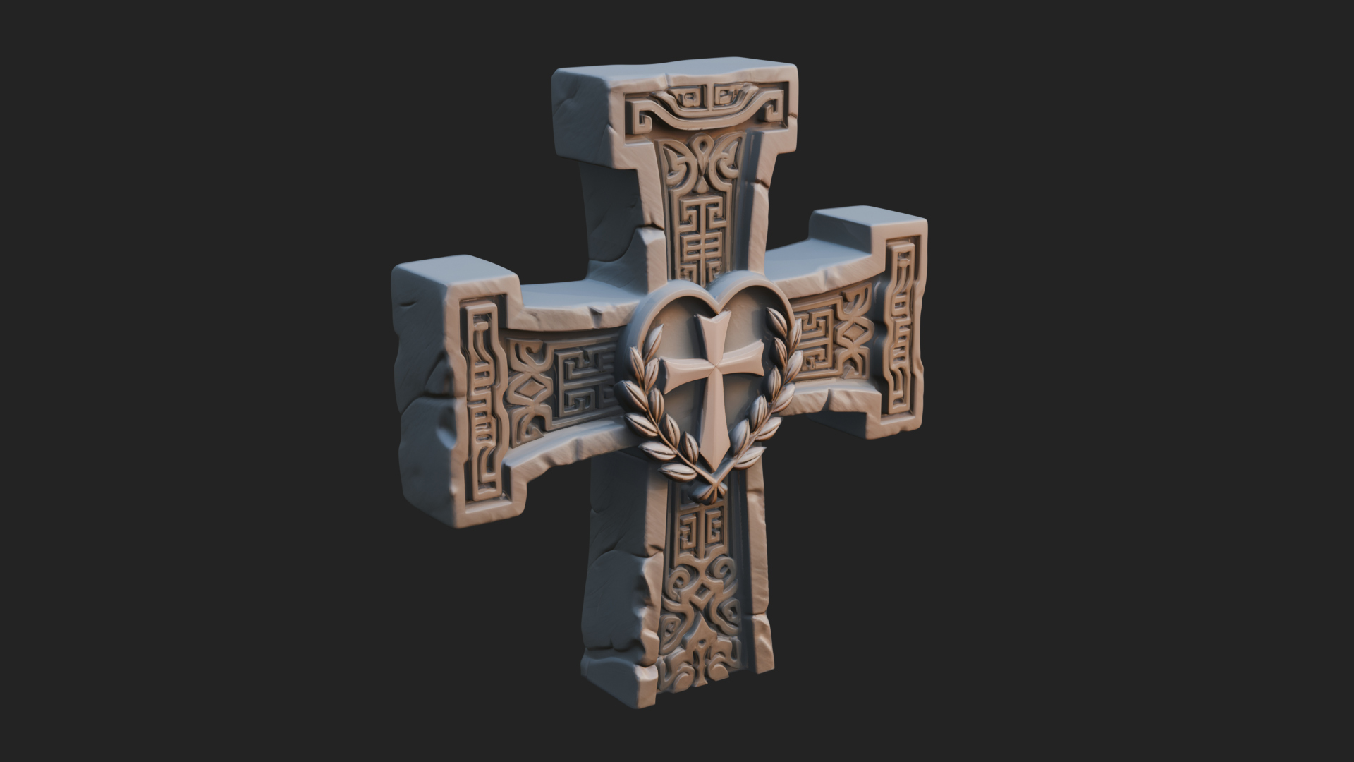 Carved Relief Wall Cross Design 193 3D Print Model 3D Model