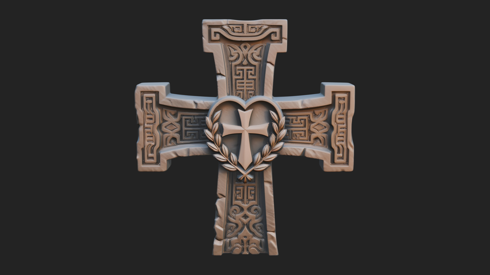 Carved Relief Wall Cross Design 193 3D Print Model 3D Model