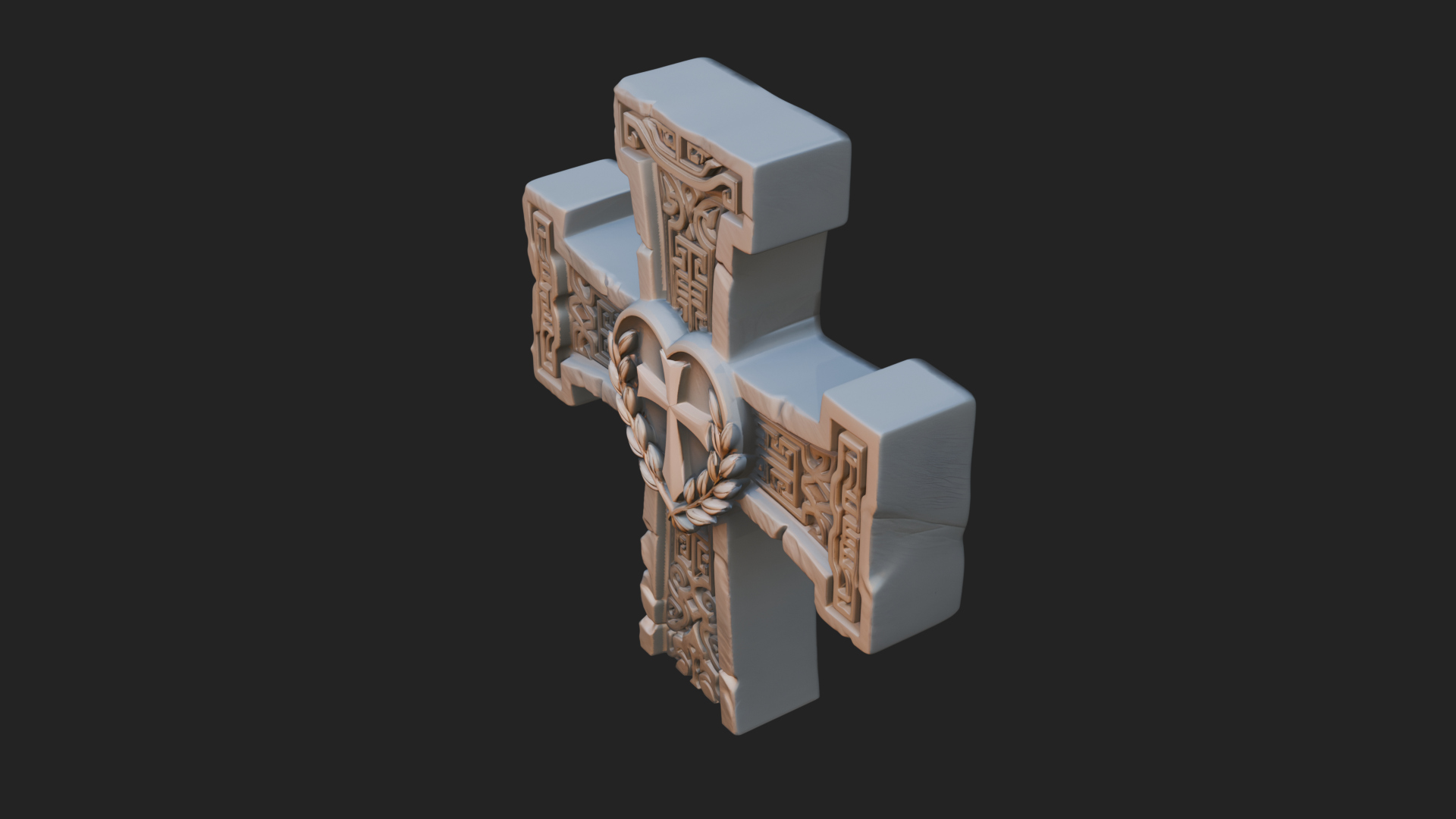 Carved Relief Wall Cross Design 193 3D Print Model 3D Model