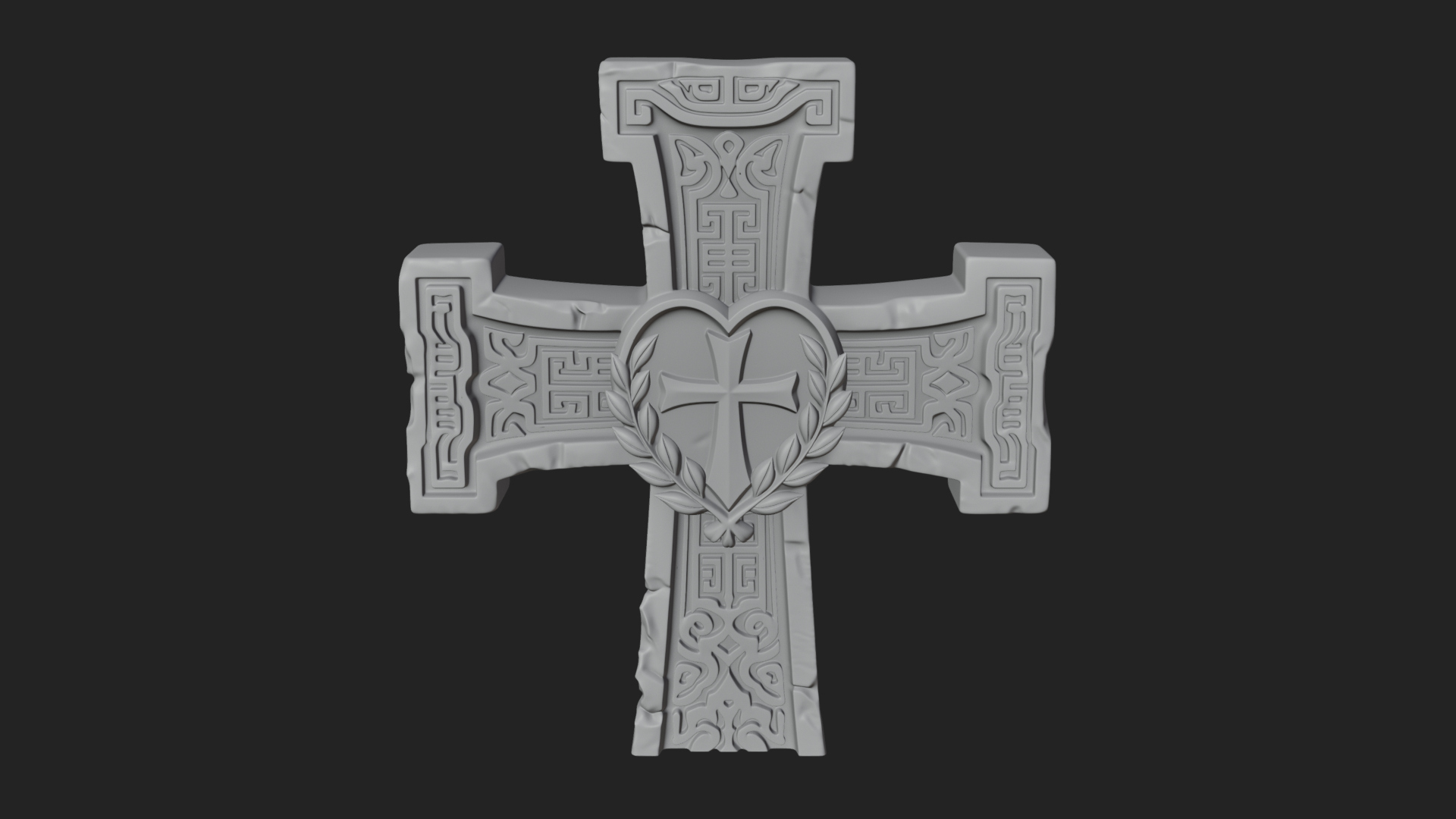 Carved Relief Wall Cross Design 193 3D Print Model 3D Model