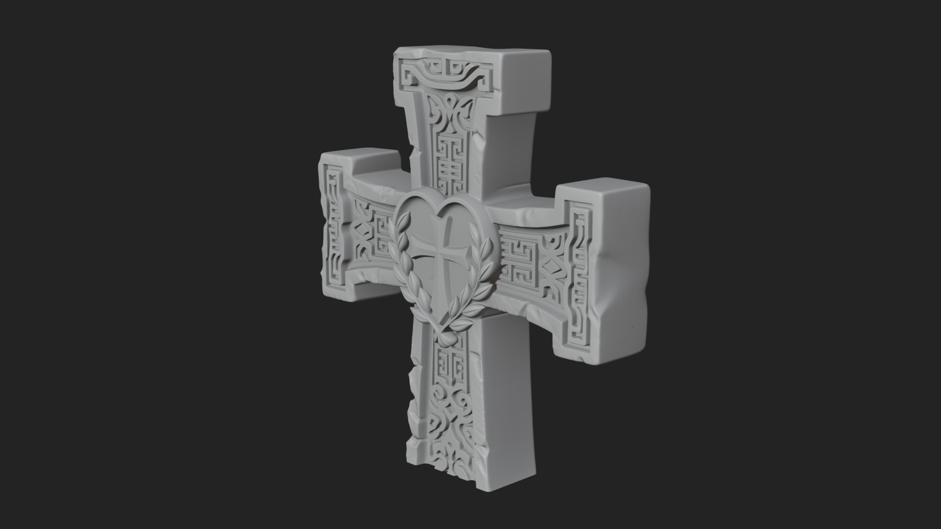 Carved Relief Wall Cross Design 193 3D Print Model 3D Model