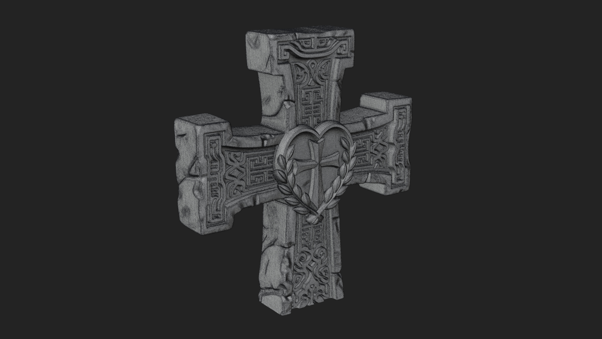 Carved Relief Wall Cross Design 193 3D Print Model 3D Model