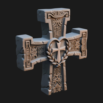 Carved Relief Wall Cross Design 193 3D Print Model