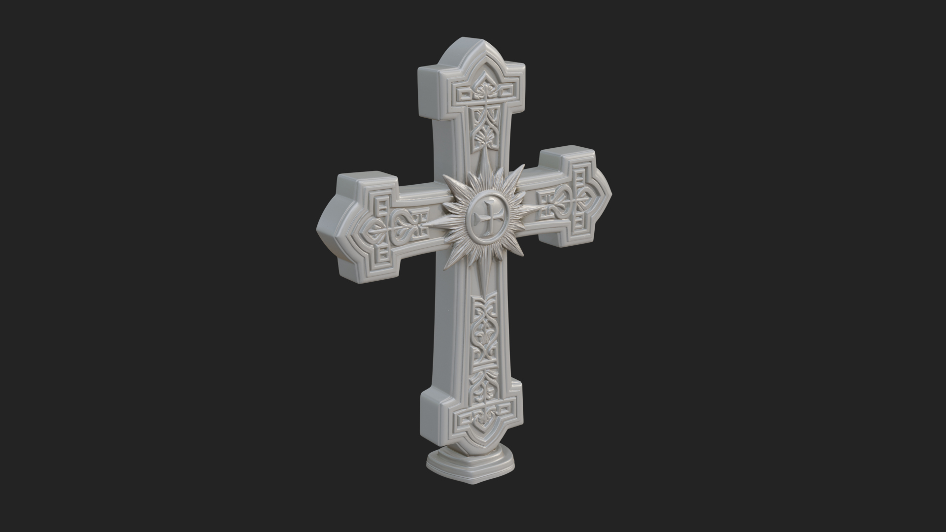 Carved Relief Wall Cross Design 194 3D Print Model 3D Model