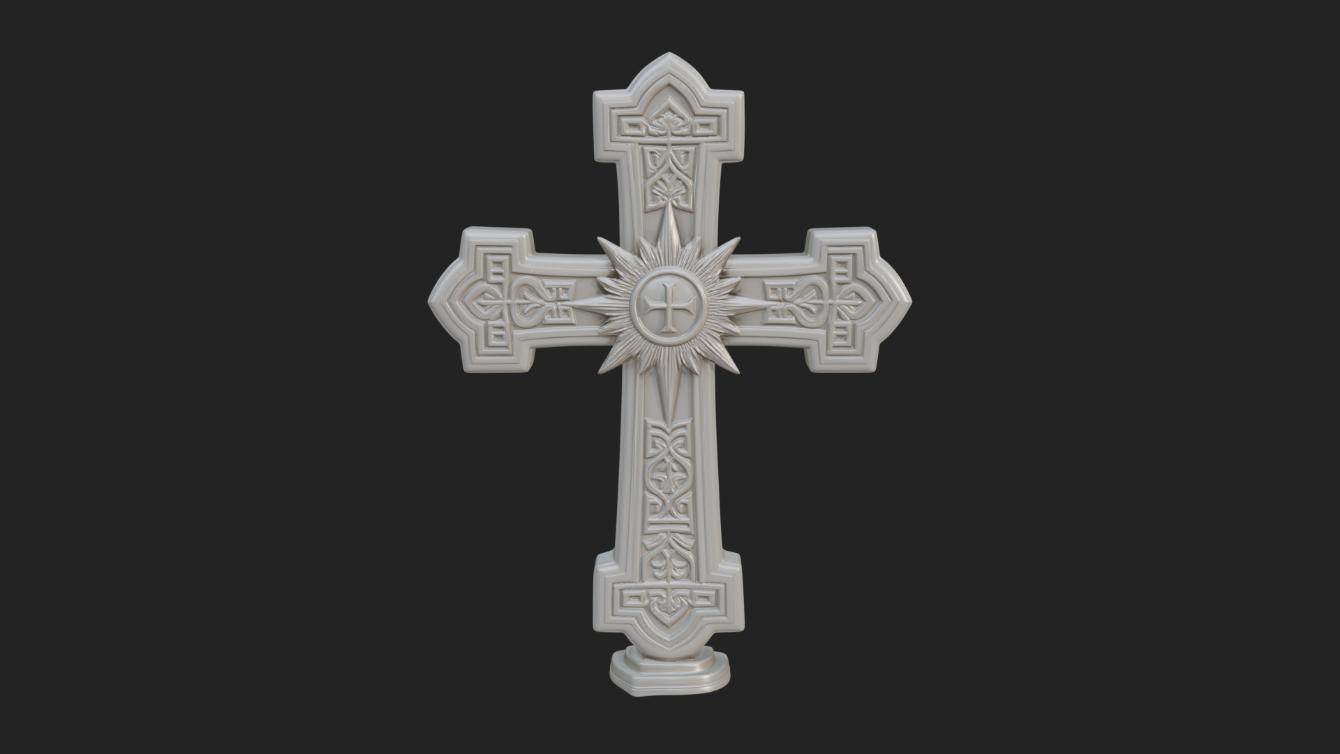 Carved Relief Wall Cross Design 194 3D Print Model 3D Model