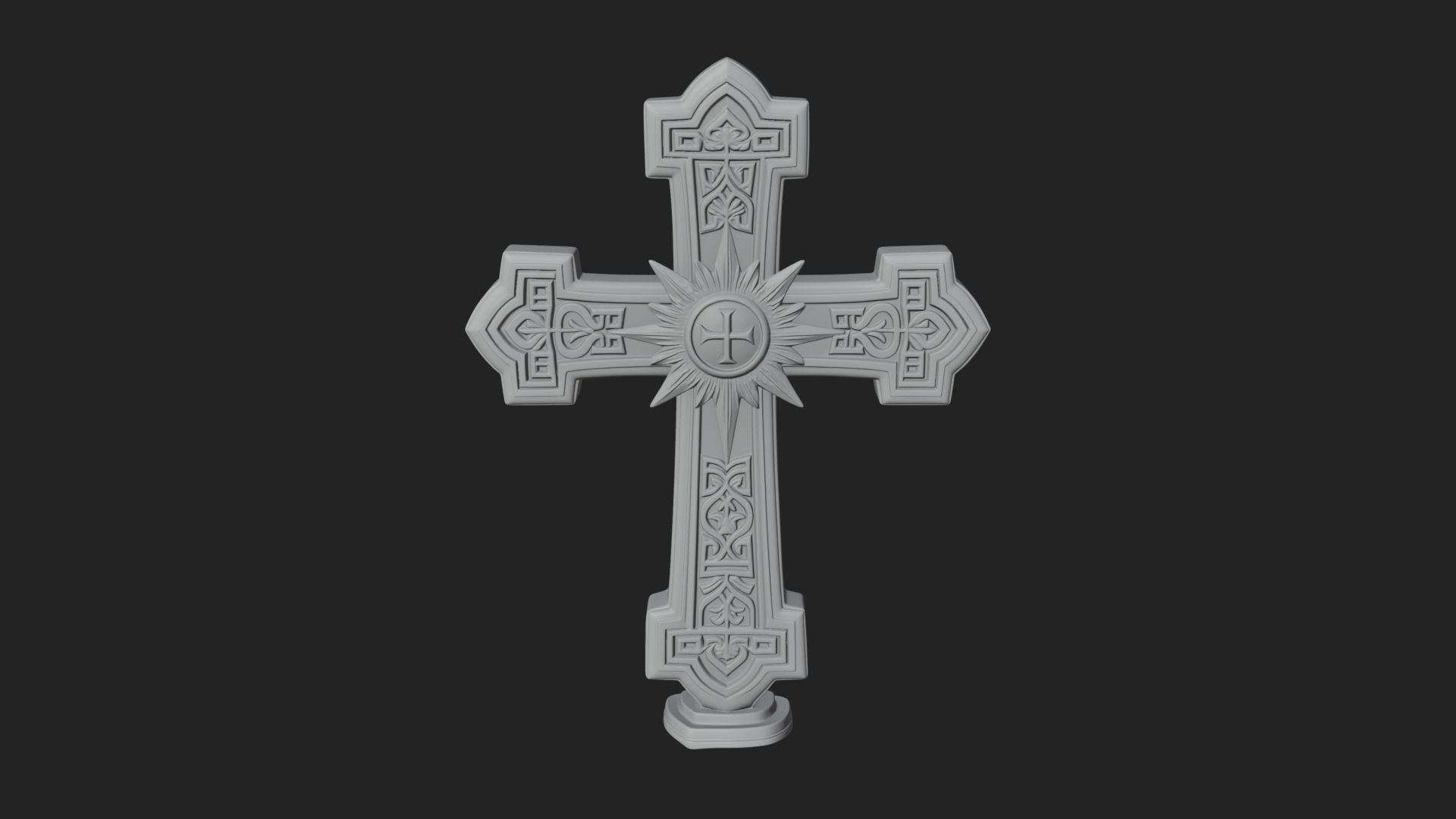 Carved Relief Wall Cross Design 194 3D Print Model 3D Model