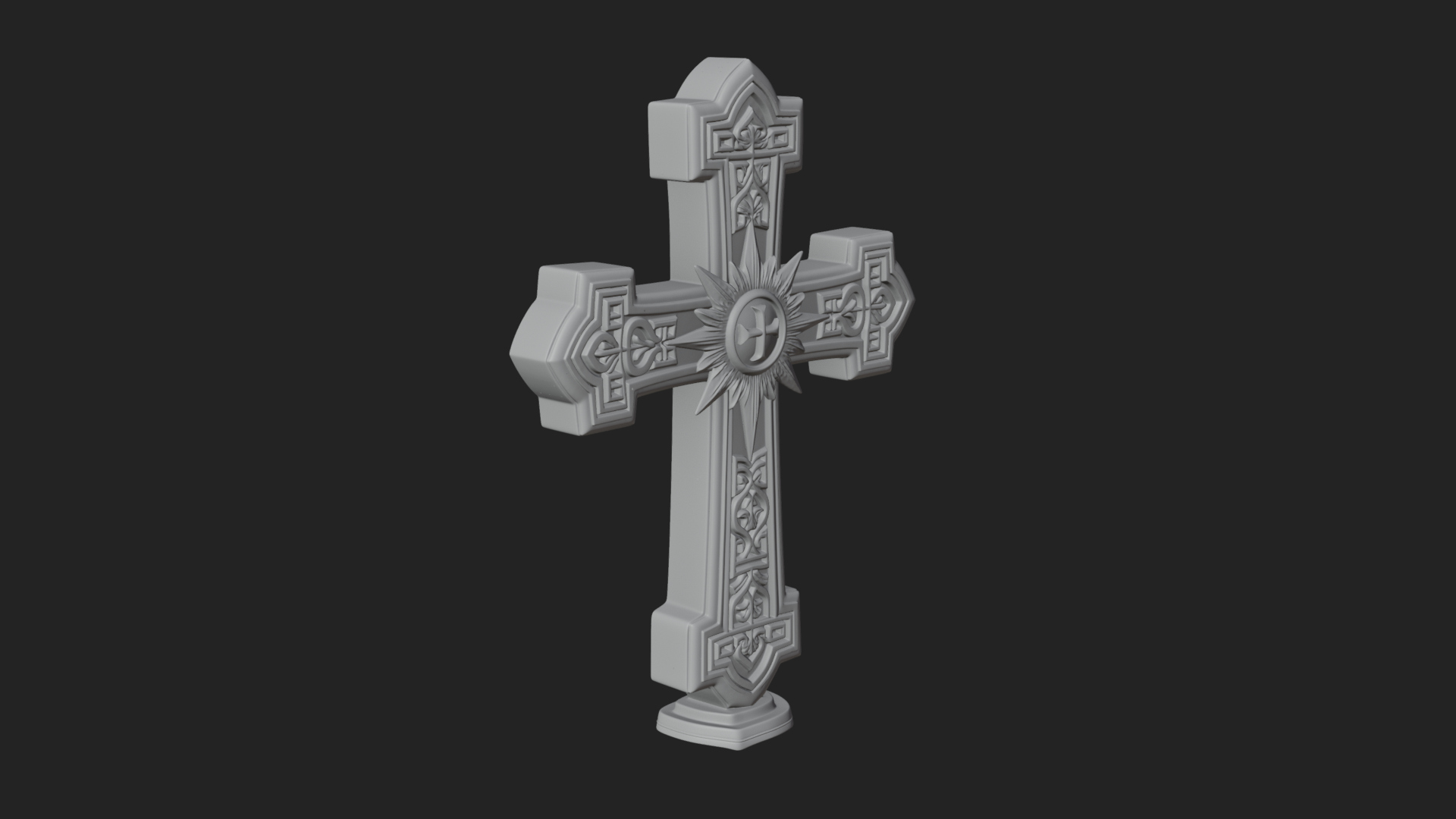 Carved Relief Wall Cross Design 194 3D Print Model 3D Model