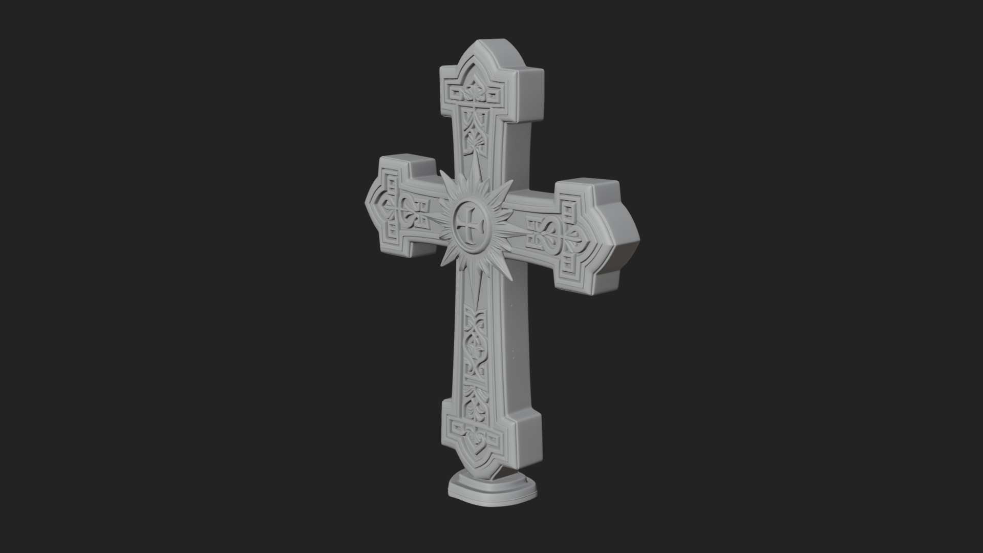 Carved Relief Wall Cross Design 194 3D Print Model 3D Model