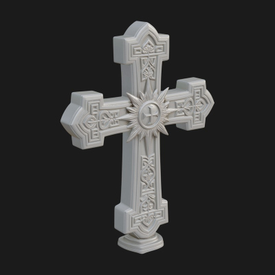 Carved Relief Wall Cross Design 194 3D Print Model