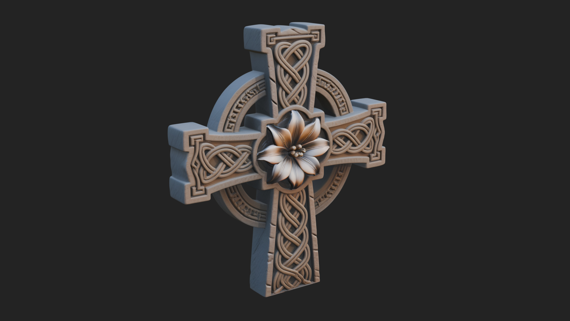 Carved Relief Wall Cross Design 195 3D Print Model 3D Model