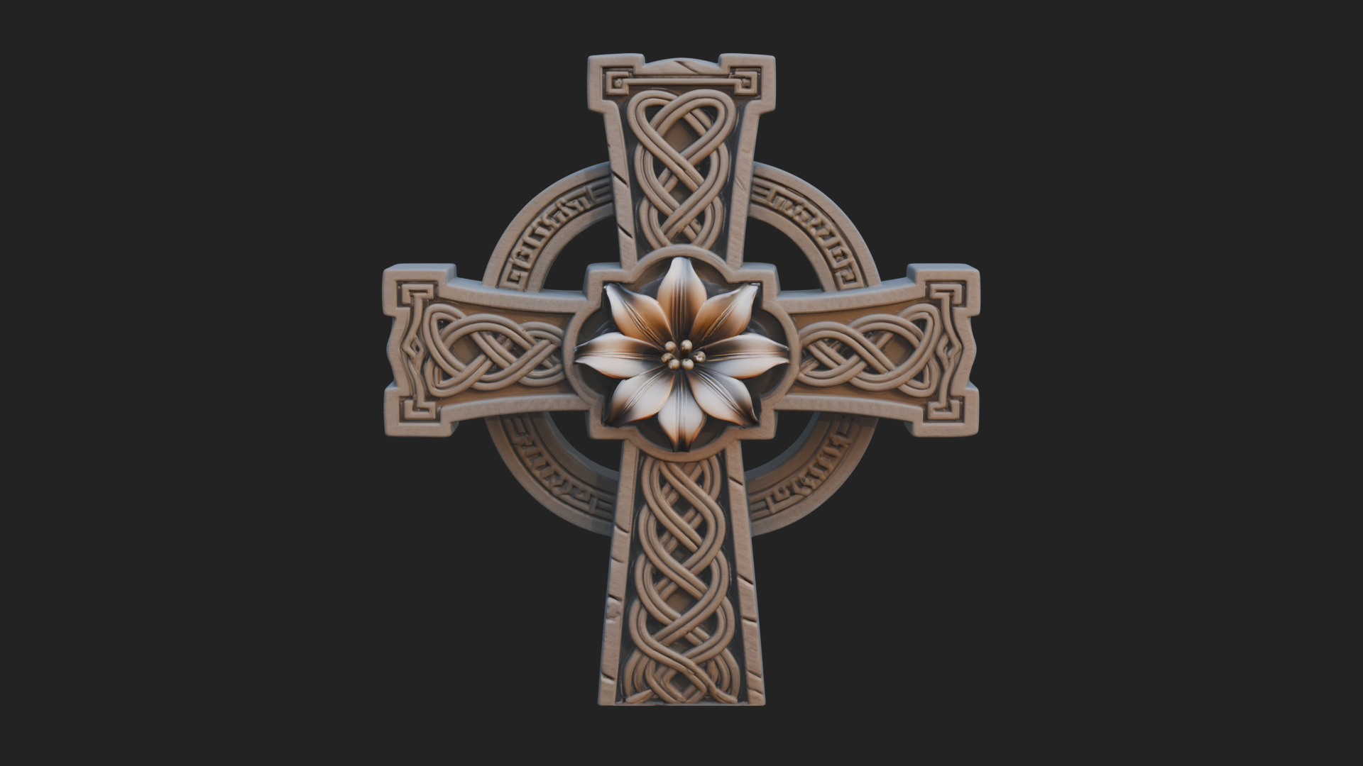 Carved Relief Wall Cross Design 195 3D Print Model 3D Model