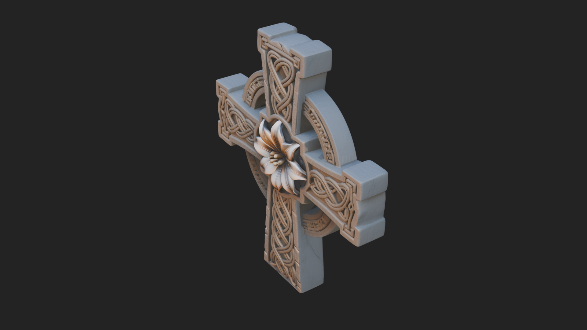 Carved Relief Wall Cross Design 195 3D Print Model 3D Model