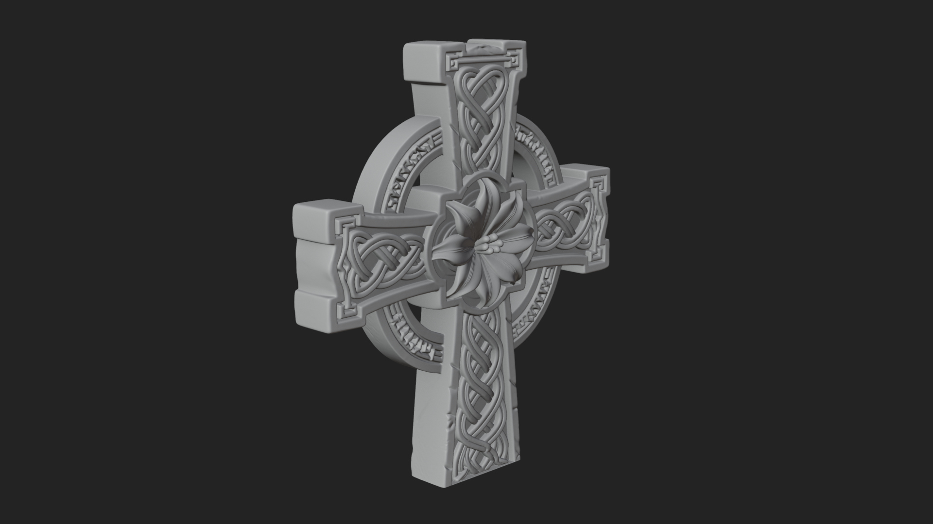 Carved Relief Wall Cross Design 195 3D Print Model 3D Model