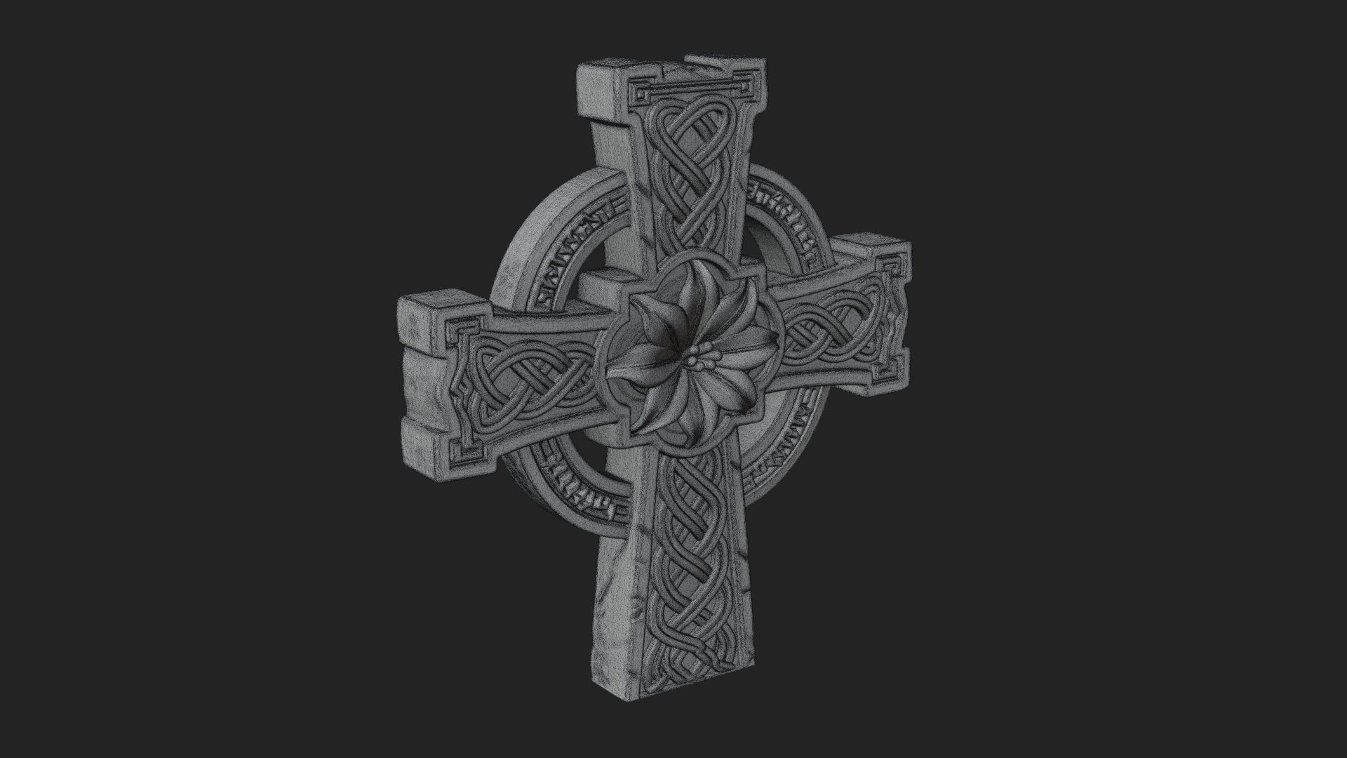 Carved Relief Wall Cross Design 195 3D Print Model 3D Model