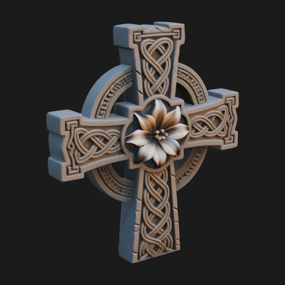 Carved Relief Wall Cross Design 195 3D Print Model