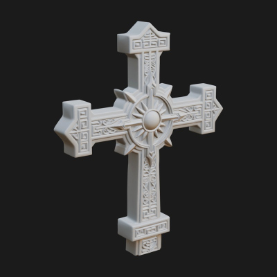 Carved Relief Wall Cross Design 196 3D Print Model